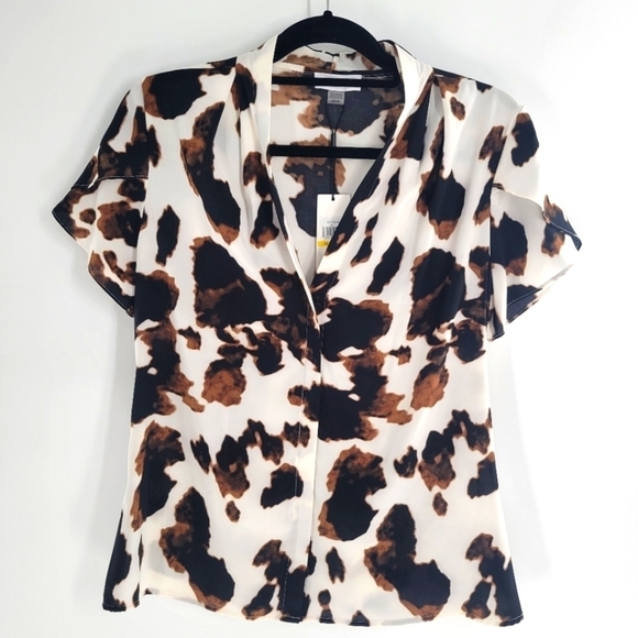 Calvin Klein button down short sleeve top blouse New Size M - Picture 1 of 3